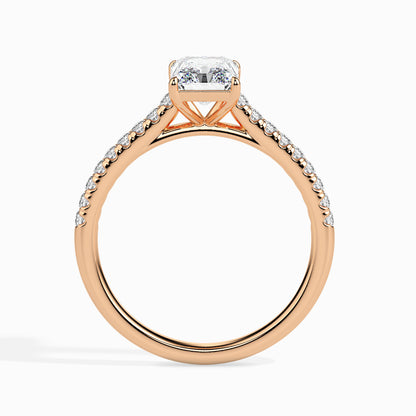 Classic Rectangular Radiant  Solitaire  0.50 To 3.00 Carat Diamond Ring With Side Stones - Rose Gold