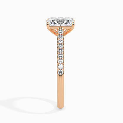 Classic Rectangular Radiant  Solitaire  0.50 To 3.00 Carat Diamond Ring With Side Stones - Rose Gold