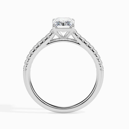Classic Rectangular Radiant Solitaire  0.50 To 3.00 Carat Diamond Ring With Side Stones - White Gold