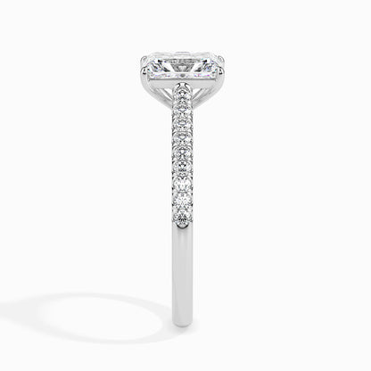 Classic Rectangular Radiant Solitaire  0.50 To 3.00 Carat Diamond Ring With Side Stones - White Gold