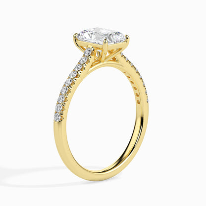 Classic Rectangular Radiant  Solitaire  0.50 To 3.00 Carat Diamond Ring With Side Stones - Yellow Gold