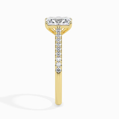 Classic Rectangular Radiant  Solitaire  0.50 To 3.00 Carat Diamond Ring With Side Stones - Yellow Gold