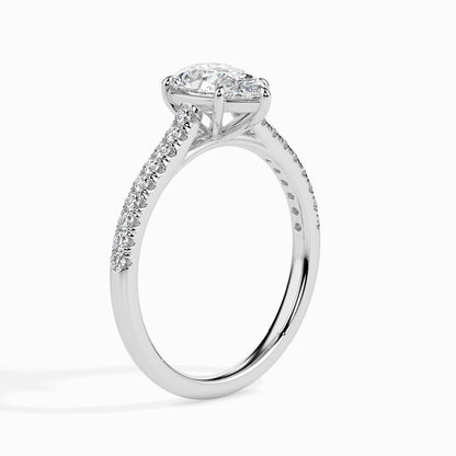 Classic Pear Solitaire  0.50 To 3.00 Carat Diamond Ring With Side Stones - White Gold