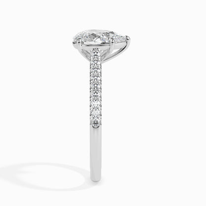 Classic Pear Solitaire  0.50 To 3.00 Carat Diamond Ring With Side Stones - White Gold