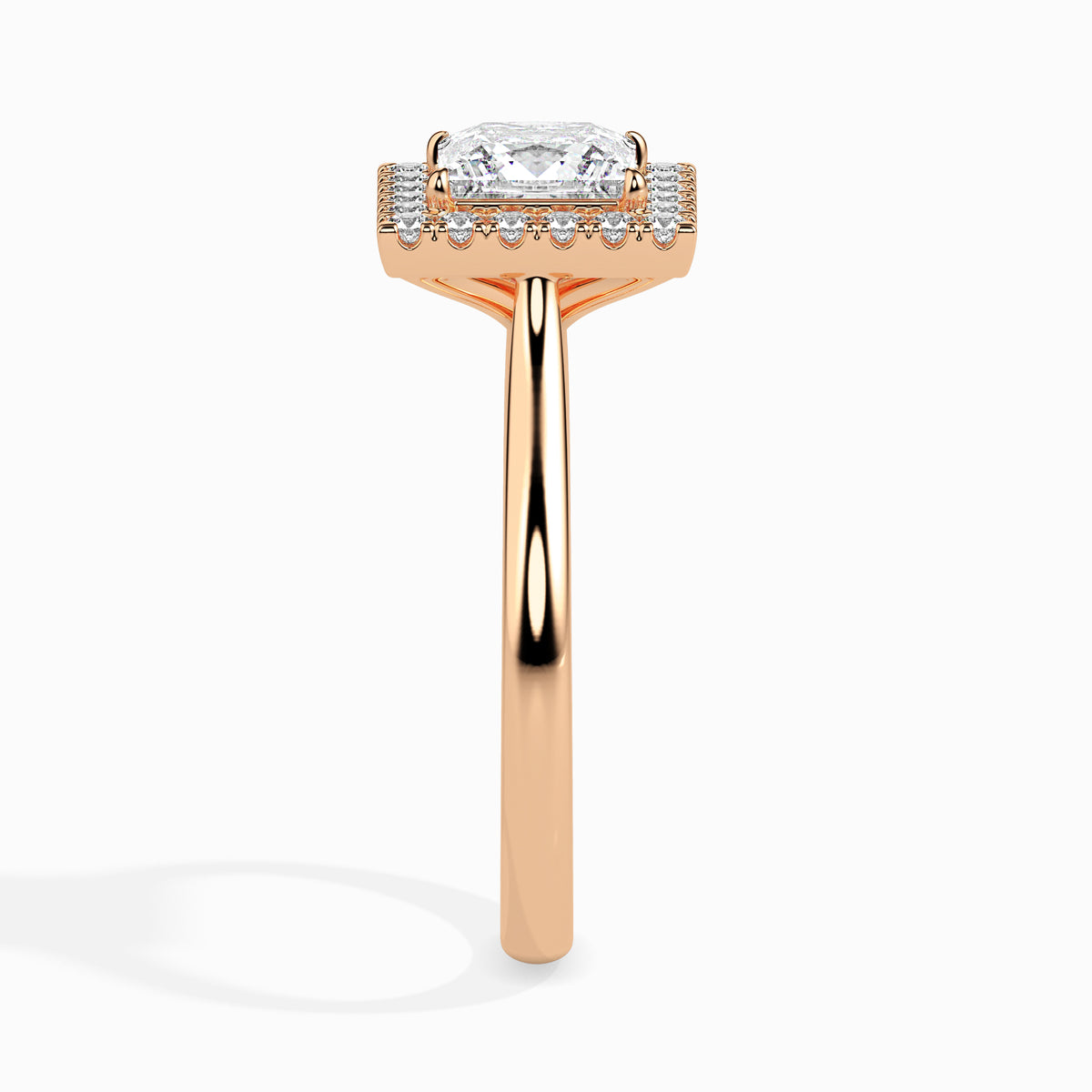 Classic Halo Princess Solitaire  0.50 To 3.00 Carat Diamond Ring - Rose Gold