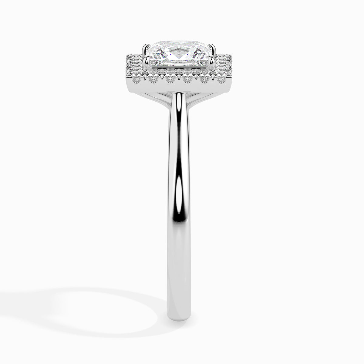 Classic Halo Princess Solitaire  0.50 To 3.00 Carat Diamond Ring - White Gold