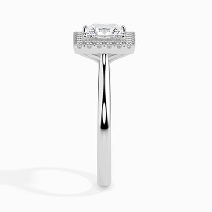 Classic Halo Princess Solitaire  0.50 To 3.00 Carat Diamond Ring - White Gold