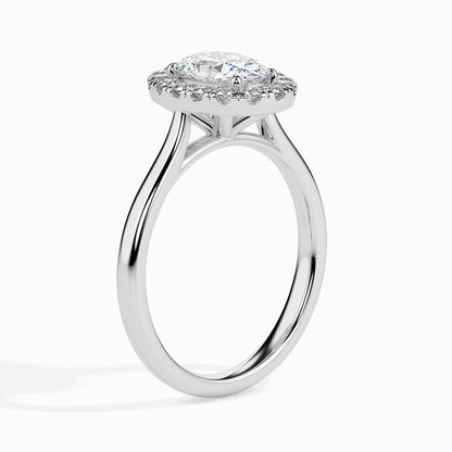 Classic Halo Oval Solitaire  0.50 To 3.00 Carat Diamond Ring - White Gold