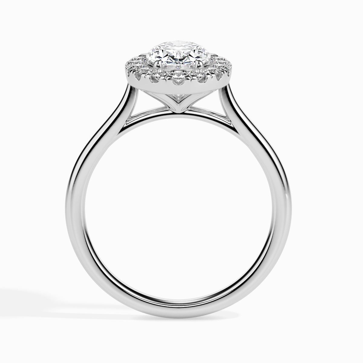 Classic Halo Oval Solitaire  0.50 To 3.00 Carat Diamond Ring - White Gold