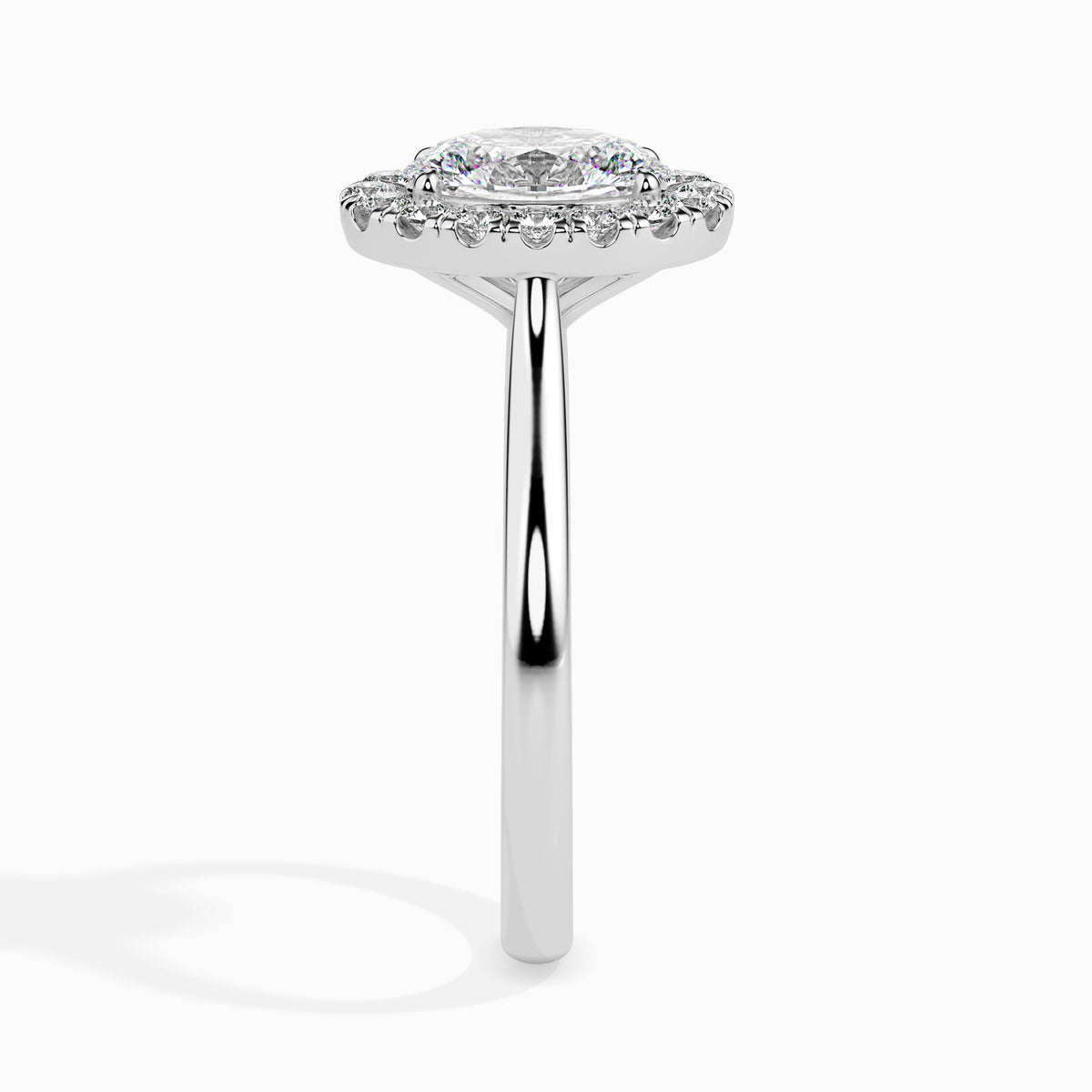 Classic Halo Oval Solitaire  0.50 To 3.00 Carat Diamond Ring - White Gold