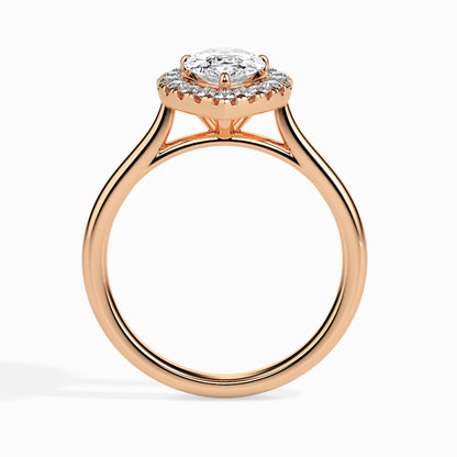 Classic Halo Pear Solitaire  0.50 To 3.00 Carat Diamond Ring - Rose Gold