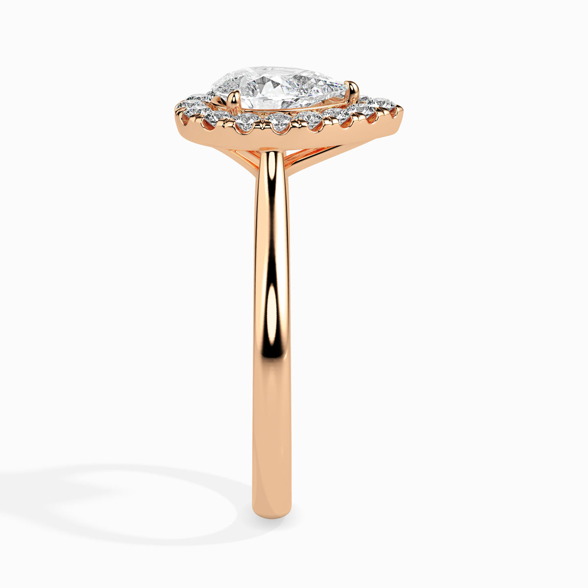 Classic Halo Pear Solitaire  0.50 To 3.00 Carat Diamond Ring - Rose Gold