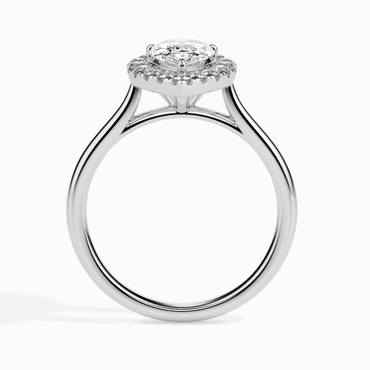 Classic Halo Pear Solitaire  0.50 To 3.00 Carat Diamond Ring - White Gold