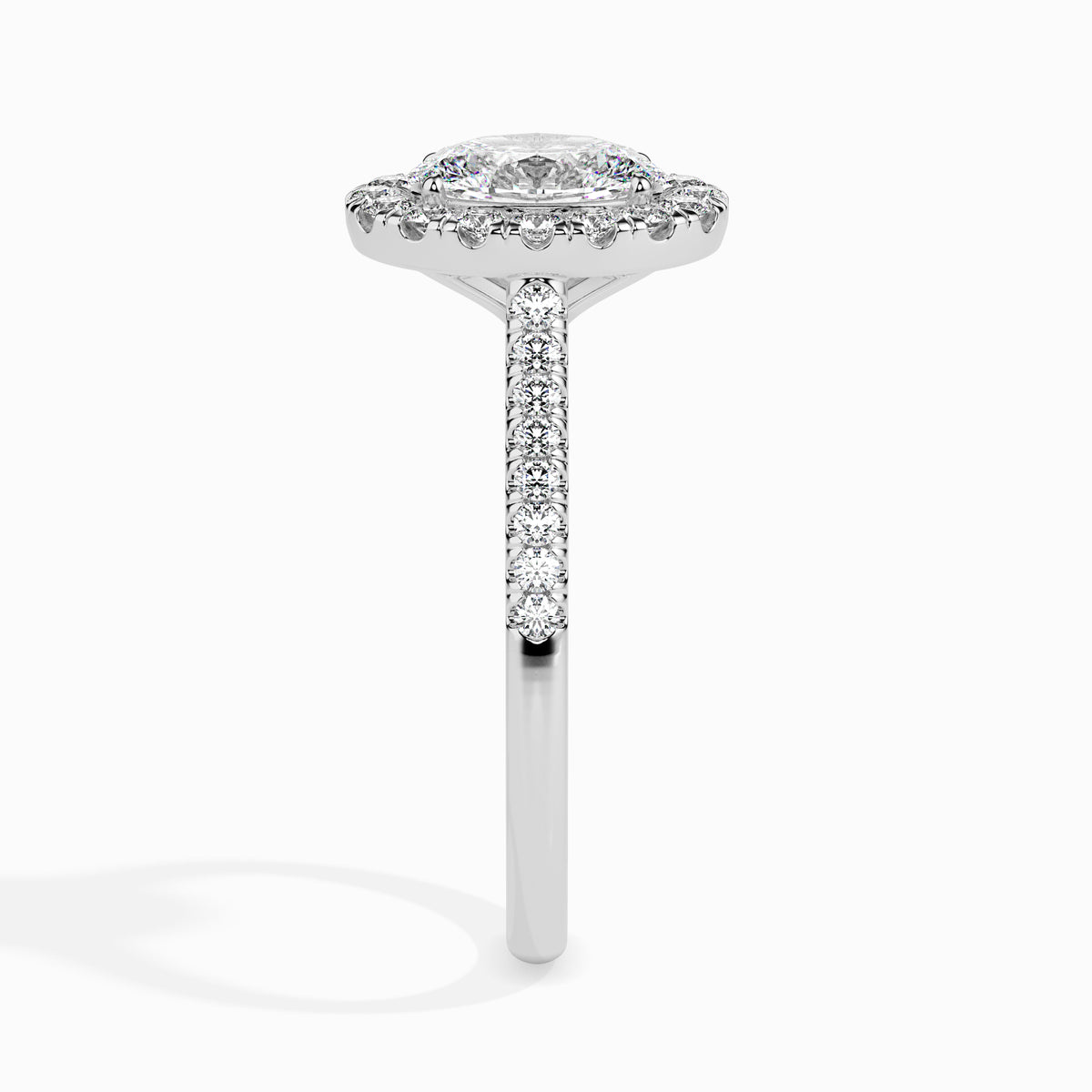 Classic Halo Oval Solitaire  0.50 To 3.00 Carat Diamond Ring With Side Stones - White Gold