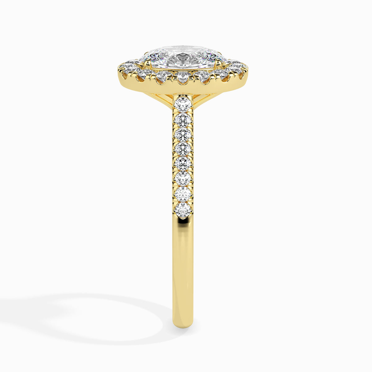 Classic Halo Oval Solitaire  0.50 To 3.00 Carat Diamond Ring With Side Stones - Yellow Gold