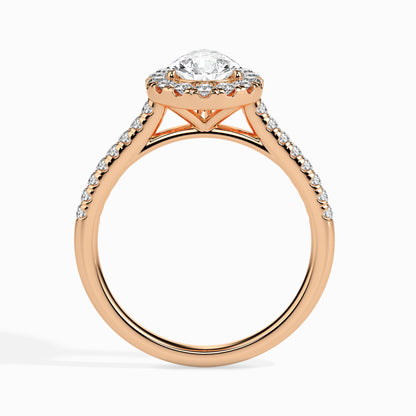Classic Halo Pear Solitaire  0.50 To 3.00 Carat Diamond Ring With Side Stones - Rose Gold