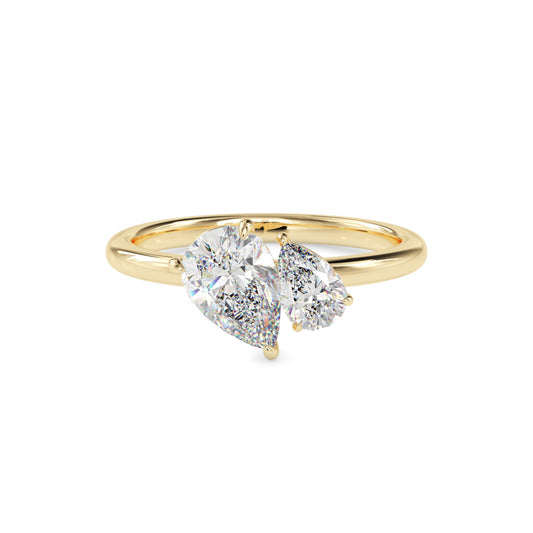 Classic Toi ET Moi Pear-Pear Diamond Solitaire Ring