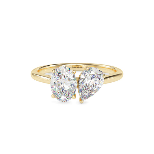 Classic Toi ET Moi Oval-Pear Diamond Solitaire Ring