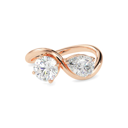 Classic Toi ET Moi Round-Pear Diamond Solitaire Ring