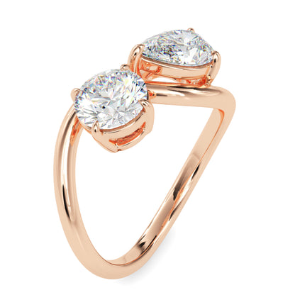 Classic Toi ET Moi Round-Pear Diamond Solitaire Ring