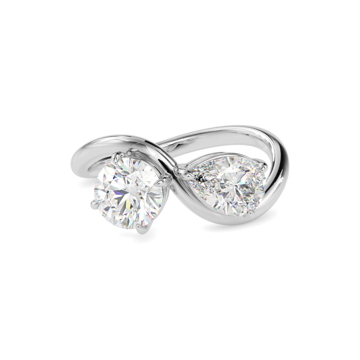 Classic Toi ET Moi Round-Pear Diamond Solitaire Ring
