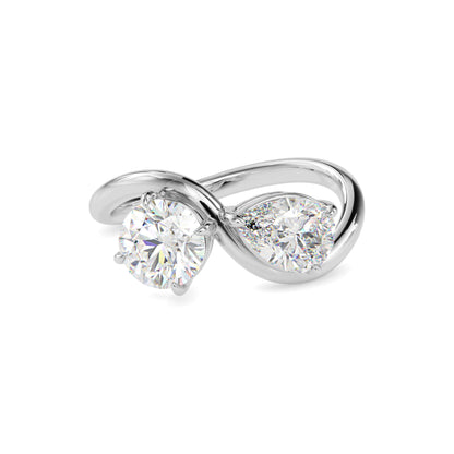 Classic Toi ET Moi Round-Pear Diamond Solitaire Ring