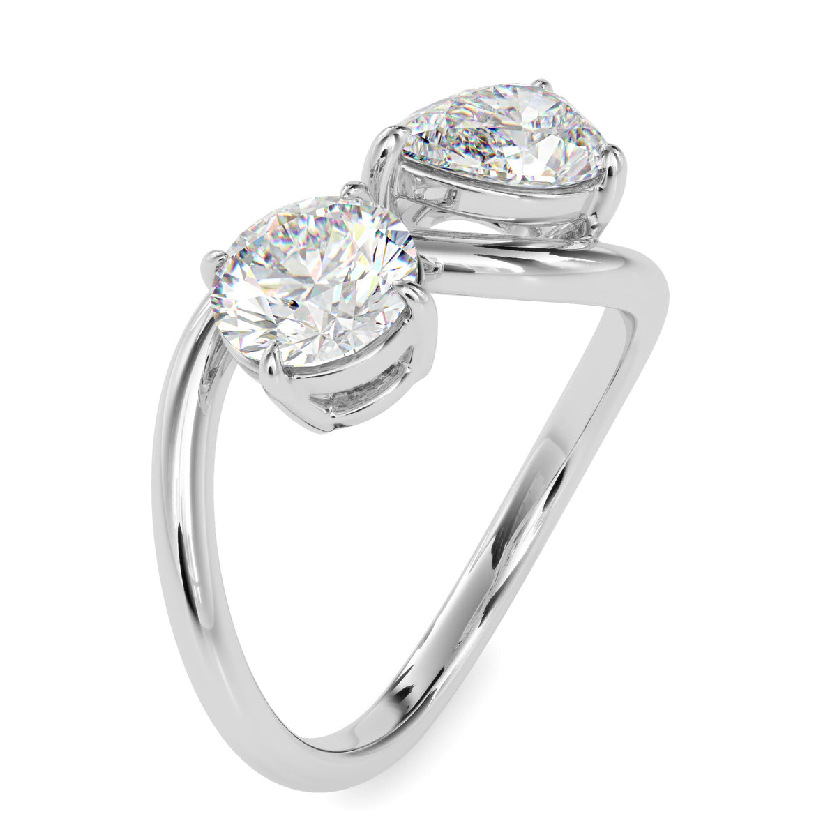 Classic Toi ET Moi Round-Pear Diamond Solitaire Ring