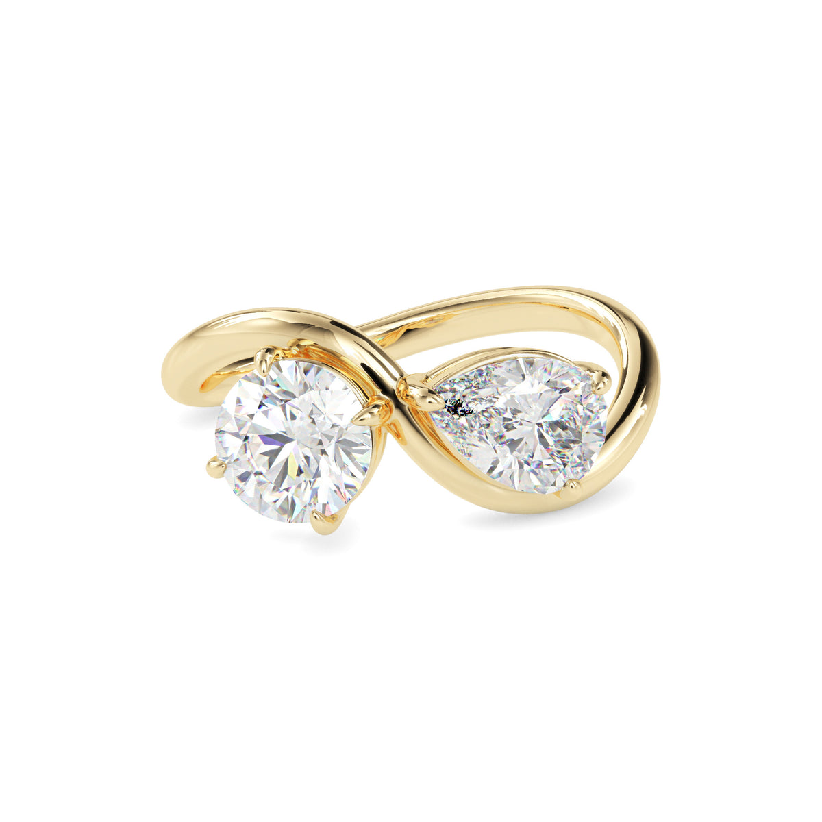 Classic Toi ET Moi Round-Pear Diamond Solitaire Ring