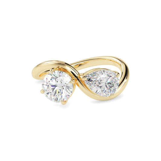 Classic Toi ET Moi Round-Pear Diamond Solitaire Ring