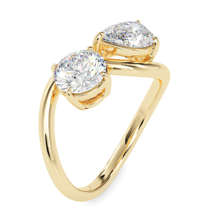 Classic Toi ET Moi Round-Pear Diamond Solitaire Ring