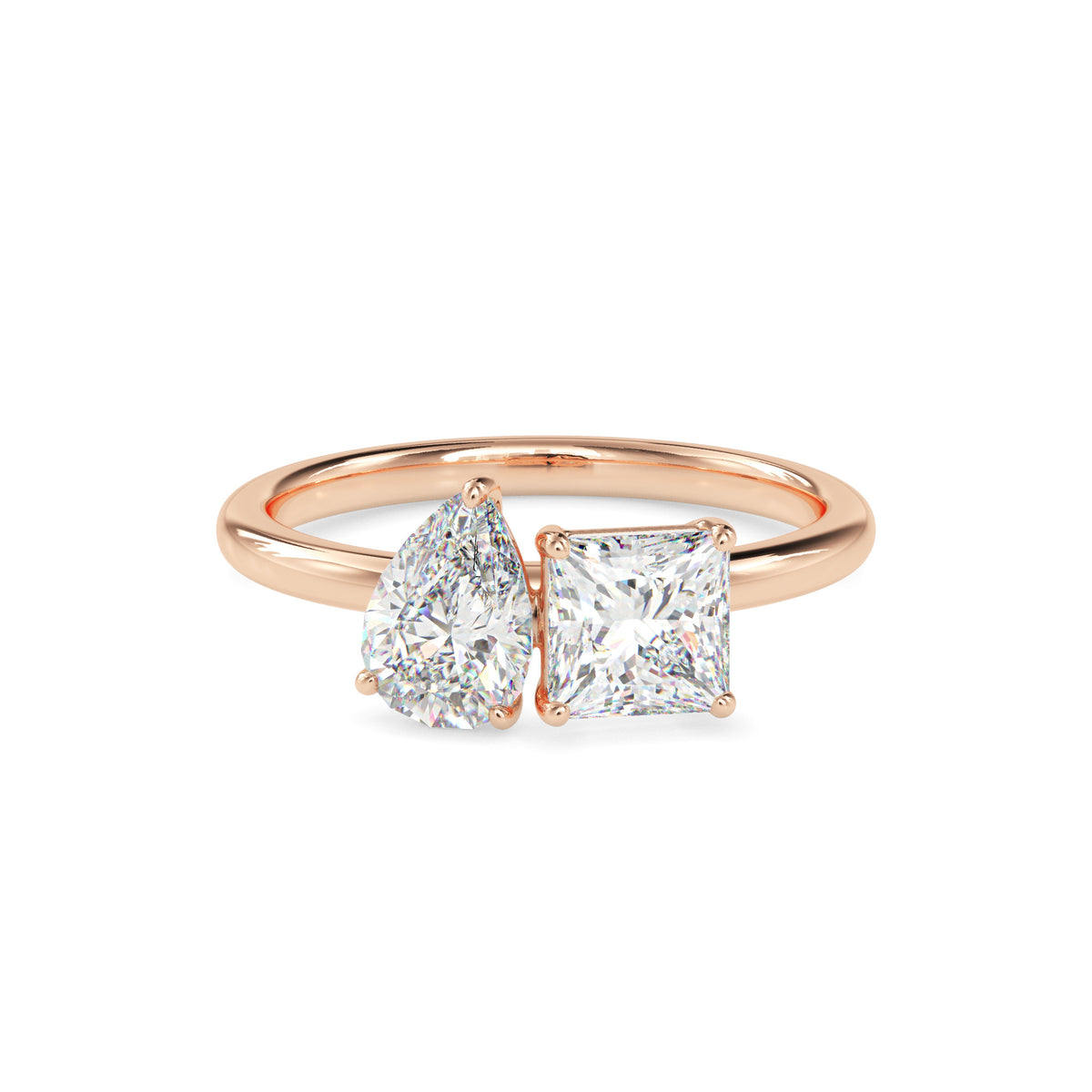 Classic Toi ET Moi Pear-Princess Diamond Solitaire Ring