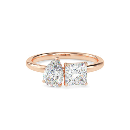Classic Toi ET Moi Pear-Princess Diamond Solitaire Ring