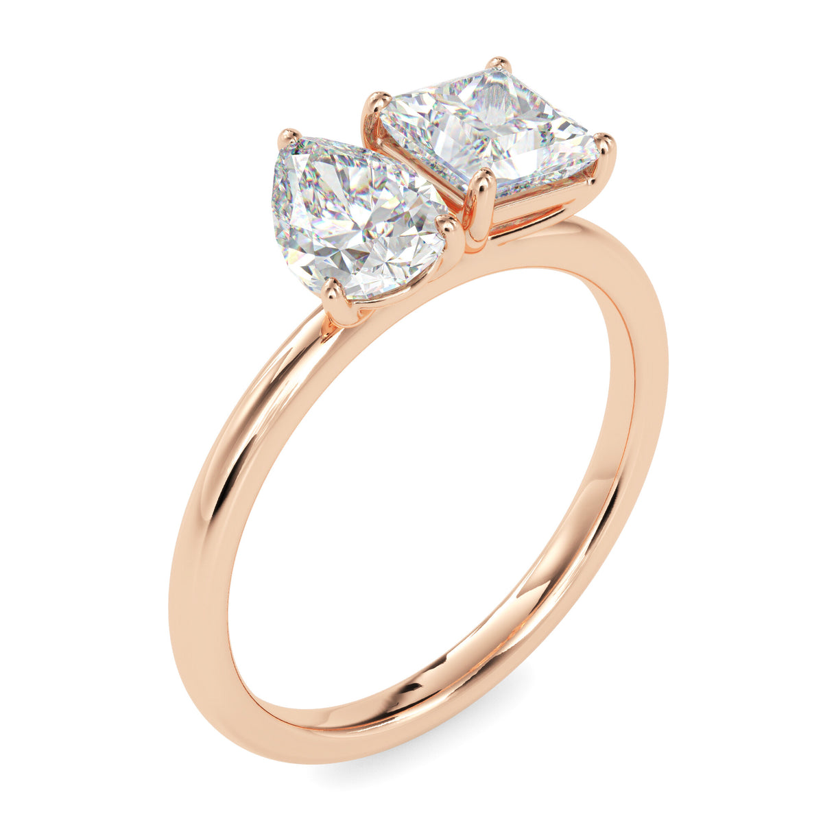 Classic Toi ET Moi Pear-Princess Diamond Solitaire Ring