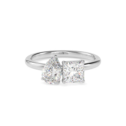 Classic Toi ET Moi Pear-Princess Diamond Solitaire Ring