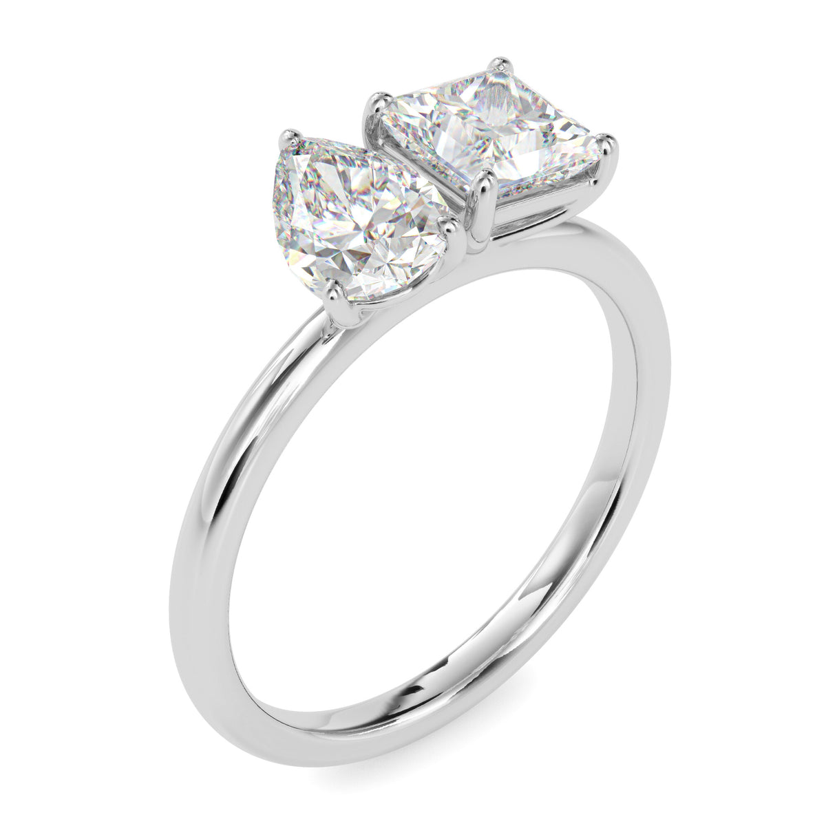 Classic Toi ET Moi Pear-Princess Diamond Solitaire Ring