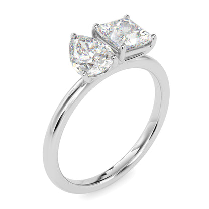 Classic Toi ET Moi Pear-Princess Diamond Solitaire Ring