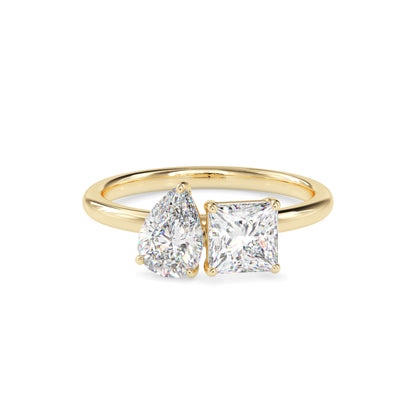 Classic Toi ET Moi Pear-Princess Diamond Solitaire Ring