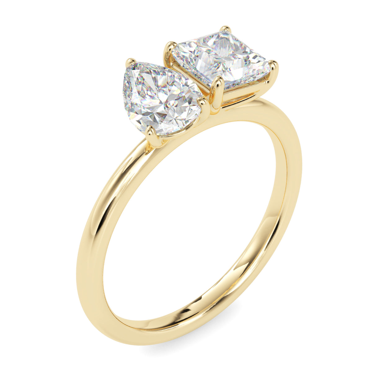 Classic Toi ET Moi Pear-Princess Diamond Solitaire Ring