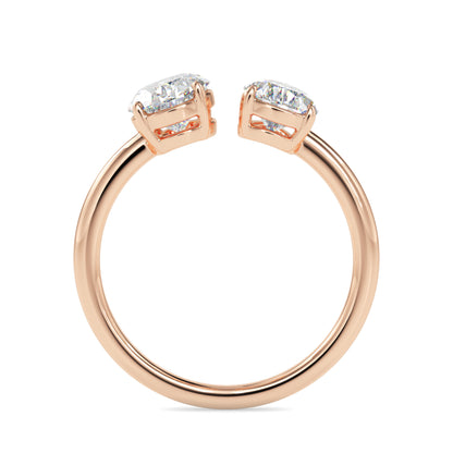 Classic Modern Toi ET Moi Oval-Pear Diamond Solitaire Ring