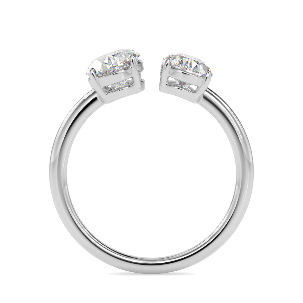 Classic Modern Toi ET Moi Oval-Pear Diamond Solitaire Ring