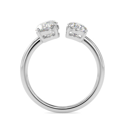 Classic Modern Toi ET Moi Oval-Pear Diamond Solitaire Ring