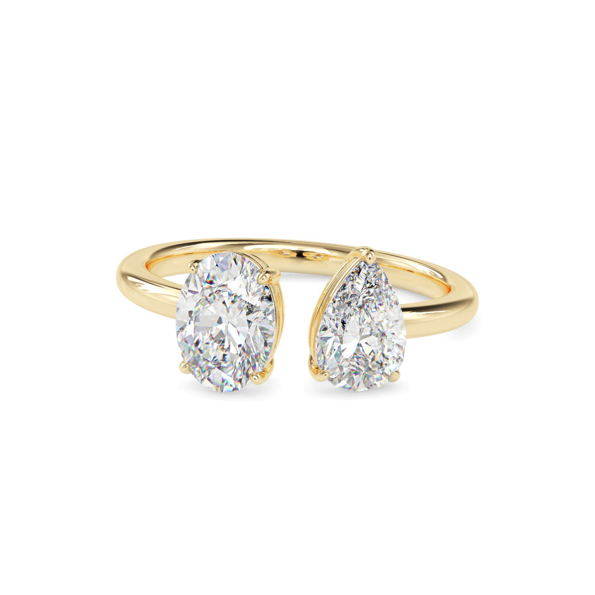 Classic Modern Toi ET Moi Oval-Pear Diamond Solitaire Ring