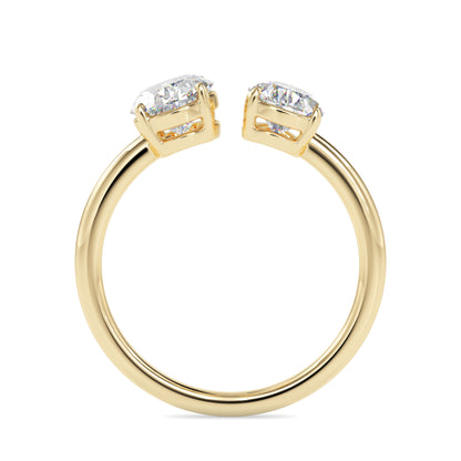 Classic Modern Toi ET Moi Oval-Pear Diamond Solitaire Ring