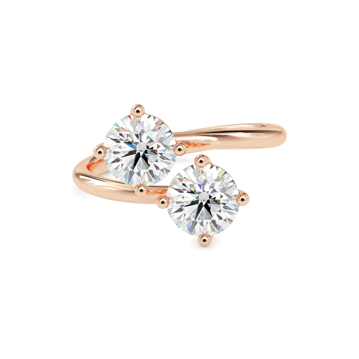 Classic Modern Toi ET Moi Round Diamond Solitaire Ring