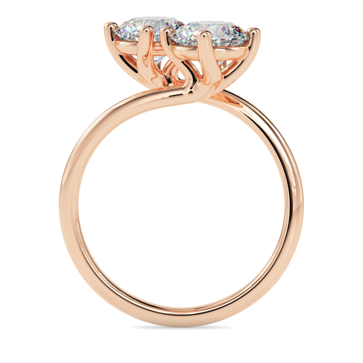 Classic Modern Toi ET Moi Round Diamond Solitaire Ring