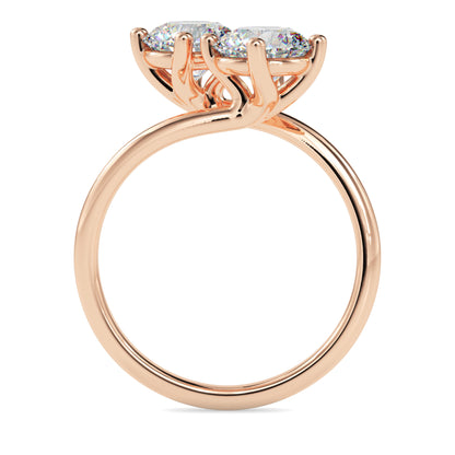 Classic Modern Toi ET Moi Round Diamond Solitaire Ring