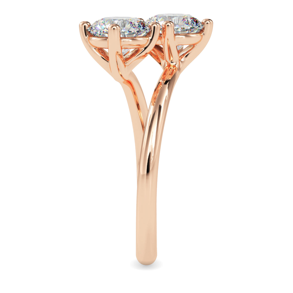 Classic Modern Toi ET Moi Round Diamond Solitaire Ring