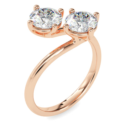 Classic Modern Toi ET Moi Round Diamond Solitaire Ring