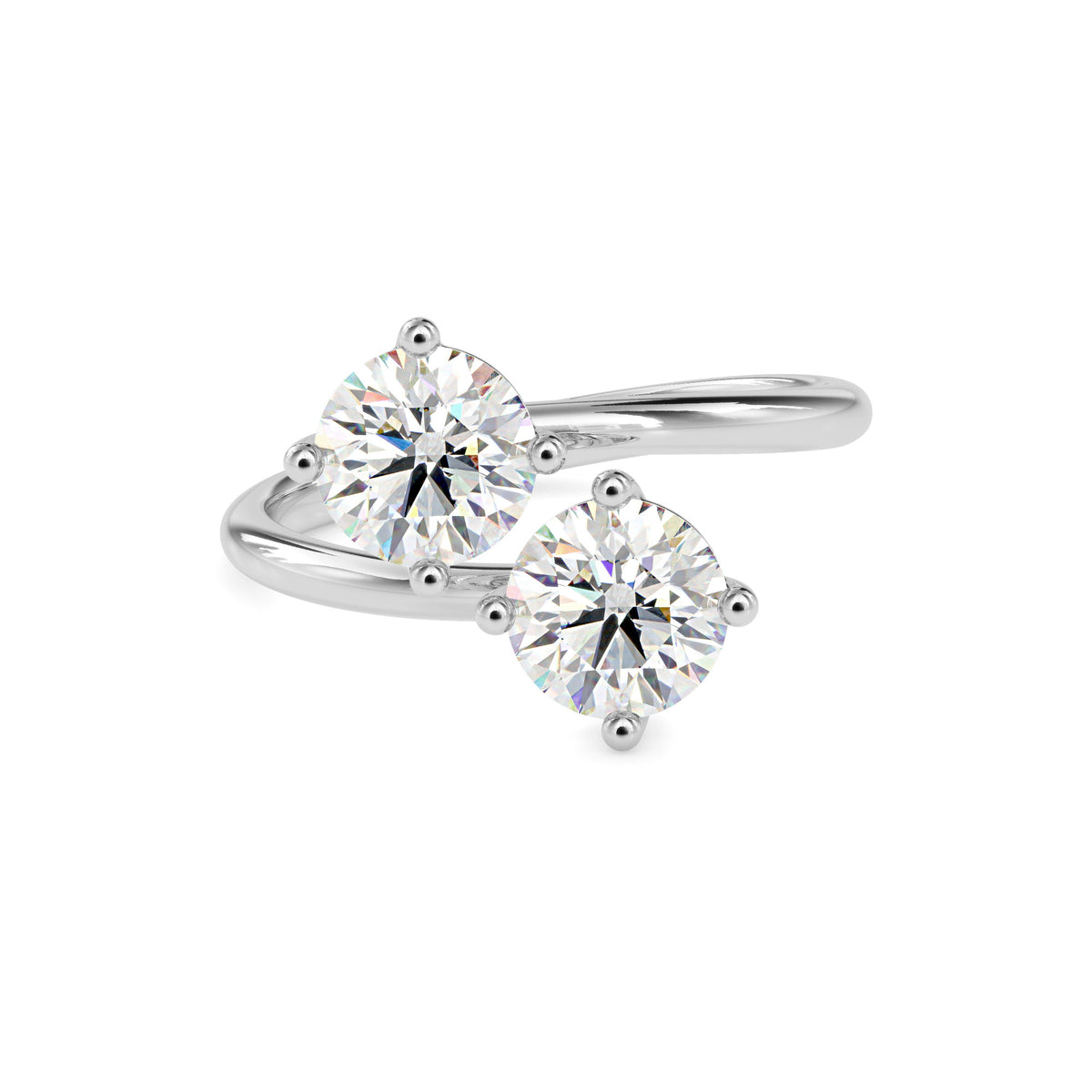 Classic Modern Toi ET Moi Round Diamond Solitaire Ring