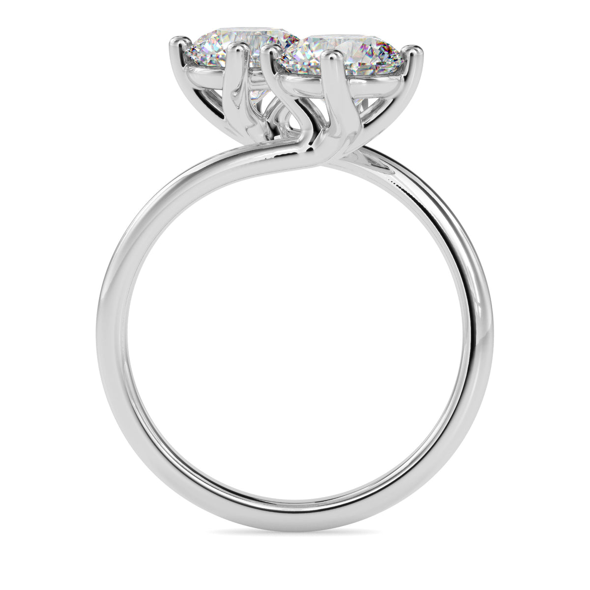 Classic Modern Toi ET Moi Round Diamond Solitaire Ring